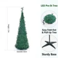 Árbol de Navidad lápiz plegable de 1,5m con luces LED y soporte de metal estable - Estilo Plegable de 1.5m / Verde (Con Luces)