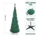 Árbol de Navidad plegable de 1,8 m con luces LED y base resistente de PVC artificial verde - Estilo Plegable de 1.8m / Verde (Con Luces)