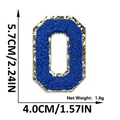 Blue chenille towel embroidery letter O patch with gold glitter border, 5.7 x 4.0 cm - Letter O