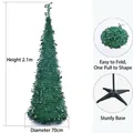 2.1m foldable green PVC pencil Christmas tree with stable metal base stand - Folding Tree (Without Lights) / 2.1 Meters / Green Tree