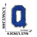 Blue chenille varsity letter Q embroidery patch with gold glitter border for DIY crafts - Letter Q