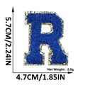 Blue chenille embroidered letter R patch with gold glitter border, 5.7x4.7 cm size - Letter R