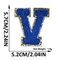 Blue chenille letter V embroidery patch with gold glitter border for DIY clothes - Letter V