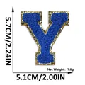 Blue chenille letter Y embroidery patch with gold glitter border, 5.7x5.1cm DIY accessory - Letter Y