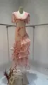 Elegant V-neck floral print ruffled dress with cinched waist for beach vacation style - XS / Dresses / Pink