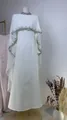 Elegant white long dress with a sparkling rhinestone-embellished shawl for formal events. - XS / Set (DM1854) / White