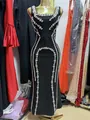 Elegante vestido bandage negro con pedrería floral para galas y eventos muy formales - S / Vestidos / Negro