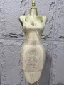 Close-up of gold foil textured sleeveless bandage bodycon party dress on mannequin - XS / Dresses / Gold