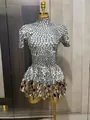 Glamorous sparkly silver and gold sequin short dress for stage performance and parties - Dresses / Silver