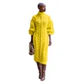 Elegant yellow high-neck cable-knit long maxi sweater dress for women outdoor. - S / Dresses / Yellow
