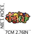 Detaillierte Ansicht des mexikanischen Fiesta-Aufnähers mit Maßen von 7 cm x 3,3 cm - Fiesta Festliche Buchstaben (C16MZ-09-03)