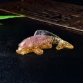 Exquisite handcrafted resin koi fish figurine with gold foil and pink crystal stone decor - Koi Fish Ornament (Strawberry Quartz) / Approx. 6*3.5cm / Pink Purple