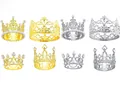 Elegant gold and silver alloy crystal crowns decorated with pearls and rhinestones. - Set 1 (8 Crown Combination) / Mixed Colors