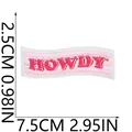 Détails techniques des dimensions de l'écusson brodé Howdy rose pour vêtements - No.6 (HOWDY Rectangle)