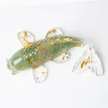 Green crystal resin koi fish ornament featuring gold foil flakes and transparent fins - Koi Fish Ornament (Aventurine) / Approx. 6*3.5cm / Green