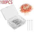 Detailed view of 100pcs diamond head pins in a clear storage box for floral decor - Crystal Head Pins / 100 Pieces/Pack (8*52mm)