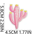 Mesures détaillées pour un joli écusson brodé de cactus rose à repasser sur les vêtements - No.13 (Fleur Cactus Rose)