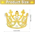 Golden alloy mini crown decorated with pearls, size 5.2cm by 3.05cm, for parties - Diameter 5.2cm x Height 3.05cm / Pearl Mini Gold