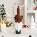 Festive knitted Christmas gnome wine bottle cover with brown reindeer antlers design - Reindeer Antlers Rudolph Style