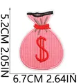 Dimensions détaillées de l'écusson thermocollant sac d'argent rose avec dollar - No.18 (Sac Argent Rose)