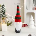 Christmas gnome wine bottle cover featuring a red and green knitted stripe hat design - Bell Rudolph Style