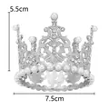 Elegant silver alloy crown with pearls and sparkling rhinestones for children's birthdays - Five-Leaf Full Round Style / Silver