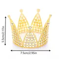 Golden alloy crystal crown with large rhinestones, 7.5cm diameter for party decor - Full Drill Seven-Pointed Style / Gold