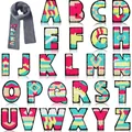 Set mit 26 bunten Camo-Chenille-Alphabet-Patches für Taschen- und Kleidung-Deko - Künstlerisches Muster / 26er Set