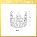 Silver crystal crown toppers 2-piece set with 6cm diameter for cakes - Rhombus Square Style / 2 Pcs/Set / Silver