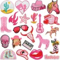 Assortiment d'écussons brodés roses de style western avec des motifs de cow-boy - Lot de 22 Style B