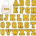7cm gelbe Chenille Alphabet Buchstaben Patches A-Z Set für DIY Tasche und Kleidung - Schwarzer Hintergrund Gelber Buchstabe / 26er Set