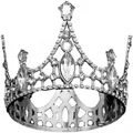 Silver alloy children's crown tiara featuring sparkling large clear rhinestones - Four-Corner Marquise Style / Silver