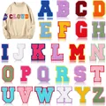 Komplettes Set mit 26 bunten 7cm Chenille Alphabet Buchstaben Patches für DIY Kleidung - Mehrfarbig Stil A / 26er Set