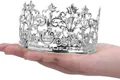 Elegant silver alloy crown with intricate filigree pattern for kids birthday party - Small Hollow Filigree Style / Silver