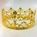 Elegant golden hollow alloy crown accessory for children's birthday party decoration - Large Hollow Filigree Style / Gold