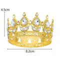Golden alloy crown for children's birthdays with clear crystal rhinestones, 8.2cm width - 12-Head Style / Diameter 8.2cm x Height 4.5cm / Gold