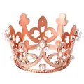Elegant rose gold alloy crown accessory with pearls for kids birthday cake decoration - Hollow Floral Pearl Style / Rose Gold