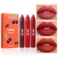 DK'DE Matt-Lippenstift-Set mit Kirschduft und drei hochpigmentierten, langanhaltenden Farben. - Set C (1025) / 3 Stück / Kirsche