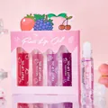 MEIDIAN moisturizing fruit lip oil set with rollerball applicators in pink packaging - 4-Piece Set (MD927)