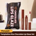 Meidián chocolate lip glaze set with five matte finish liquid lipsticks - 5Pcs Set / Chocolate Shades