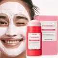 Close-up of strawberry pore clay mask stick showing texture and model application view - Strawberry Clay (B2240-3) / Pink
