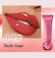 Macro detail showing 04 Dazzle Grape jelly lip gloss on lips with glossy hydrating finish. - 04# Dazzle Grape
