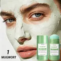 Close-up of Mugwort pore clay stick mask being applied to face for deep cleaning - Mugwort Clay (B2240-1) / Green