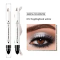 Detailed view of QICIY highlighted white shimmer eyeshadow pencil and eye makeup effect - No.01 / Pearl White