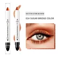 Detail view of shimmering 02# Sugar Bridge Color eyeshadow pencil and eye makeup effect - No.02 / Sunset Orange