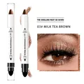 QICIY Milk Tea Brown eyeshadow pencil with shimmer finish on eyelids - No.03 / Milk Tea Brown