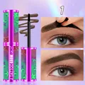 Application steps and results of QICIY peel-off eyebrow tattoo gel for natural brows - Color 01 / Dark Brown