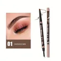 Detail of professional 2-in-1 eyebrow pencil with micro tip and brush in dark brown. - No.01 / Dark Brown