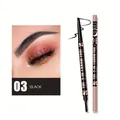 Detailed view of QICIY dual-ended waterproof eyebrow pencil in black with eye makeup result - No.03 / Black