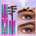 Detail showing QICIY peel-off eyebrow gel application process and natural finish result. - Color 03 / Grey Black